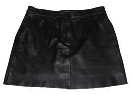 VTG WILSONS Maxima Black Leather Zipper Fly Pockets Belt Loops Skirt Wm&#39;s 10 - £31.16 GBP