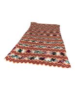 Vintage Hand-Knitted Chevron Blanket – 40 x 69 – Retro Zigzag Throw - $30.60