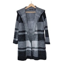 Cyrus | Gray &amp; Black Plaid Open Front Sweater Jacket, womens size small - £51.57 GBP