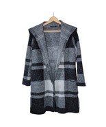 Cyrus | Gray &amp; Black Plaid Open Front Sweater Jacket, womens size small - £51.56 GBP