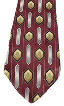 Albert Nipon Mens Red Geometric Silk Neck Tie Necktie  - £3.89 GBP