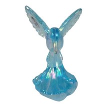 Fenton Art Glass Hummingbird Blue Iridescent Figurine Paperweight with S... - $87.29