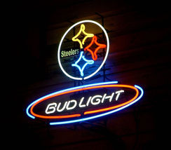 New Bud Light Pittsburgh Steelers NFL Neon Sign 24&quot;x20&quot; Ship  - £201.06 GBP