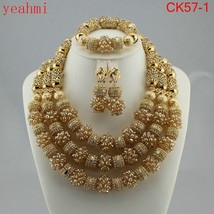 Amazing african beads jewelry set chain women Nigerian wedding crystal multi lay - £107.26 GBP