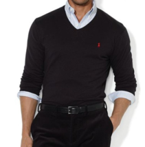 Polo Ralph Lauren Men&#39;s PIMA Cotton V-Neck Sweater, BLACK , XL NWT - $79.00
