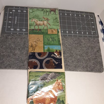 Equine/Horse Fabric 4 Fat Quarters +  Cutting Mat 18x6 Pkg Greens/Browns NOS - £12.61 GBP
