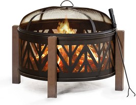 Sunjoy 31 In. Large Fire Pits For Outside Round Wood-Burning Fire Pit, Outdoor - £170.25 GBP