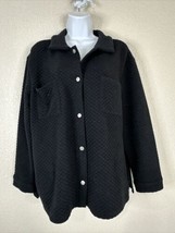 Muk Luks Womens Size L Black Quilted Knit Snap-Up Jacket Pockets - $22.50