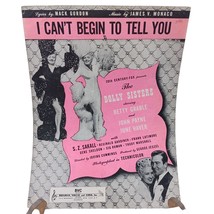 Vintage Sheet Music, I Can&#39;t Begin to Tell You from the Dolly Sisters, G... - £11.37 GBP