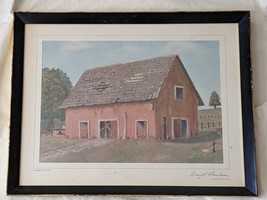 1958 Dwight Eisenhower Christmas White House Gift Framed Print Deserted Barn - £331.79 GBP