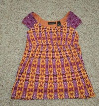 Womens Shirt Axcess Purple Orange Cap Sleeve Mesh Top $39 NEW-size S - $12.87