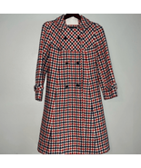 Vintage Young Pendleton Pure Virgin Wool Red Blue Plaid Long Jacket Womens 8-10 - $68.60