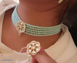 Kundan Beads Necklace Earrings Women Girl Gift Jewelry Set Designer Chok... - £16.22 GBP