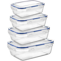 MAXPERKX 4pcs Rectangular Leakproof Food Storage Containers Clip Lock Seal 500/9 - £13.75 GBP