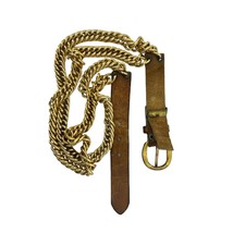 Schaffer belt womens small leather chain gold tone 1980s vintage fashion  - £18.20 GBP