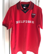 Tommy Hilfiger Men’s Polo Shirt  Spell Out Jersey Vintage Red Medium eeuc - £15.87 GBP