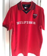 Tommy Hilfiger Men’s Polo Shirt  Spell Out Jersey Vintage Red Medium eeuc - £14.80 GBP