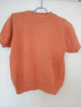 Vintage short sleeve 100% cotton Size M crew neck rust Sweater - $356.93 MXN