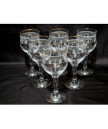 Set Of 6 Vintage Italian CELLINI Etched Crystal Wine Glass 24k Gold Patt... - $44.77 CAD