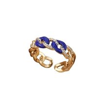 Colorful Enamel Chain Rings For Women Men Stainless Steel Adjustable Open Finger - £20.04 GBP