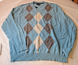 Men&#39;s Club Room sweater pull over v neck  shirt XL Seafoam blue grey cotton NWT - £14.39 GBP