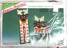 Yarn Kits Love&#39;n Stitches Reindeer Basket Plastic Canvas Doorknobber Kit... - $15.99