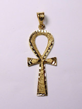 Pendentif Croix Ankh égyptienne à la main clé de vie en or jaune 18 carats... - £391.31 GBP