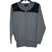 Lane Bryant Women&#39;s 14 Cardigan Sweater Plus Size Long Sleeve  Floral Lace Trim - £15.57 GBP