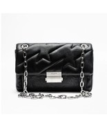Zadig &amp; Voltaire Ziggy Mat Leather Shoulder Bag Chain Black Silver Wings... - $296.99