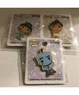 Disney Three Pin Aladdin, Jasmine &amp; Genie Funko Pins - $419.24 MXN
