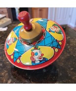 Vintage J. Chein Tin USA Litho Spinning Top Featuring Clowns - WORKS GREAT - £19.46 GBP