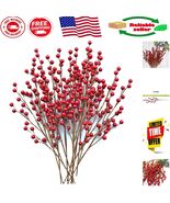 Handcrafted 12 Pcs Waterproof Red Berries Stems - Ideal for Festive Arra... - €29,10 EUR