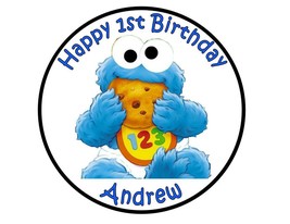 Cookie Monster Baby Sesame Street round party cake topper edible cake image - £8.01 GBP+