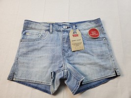 Levi&#39;s Shorty Shorts Girls Size 12 Blue Denim 5-Pockets Pull On Stretch NWT - £20.44 GBP