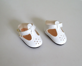 Modern Mary Hoyer White Leather T-Strap Shoes 1.5&quot;  for 13&quot; Doll - £19.54 GBP