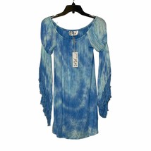 VaVa By Joy Han Blouse Tunic Top Size XS Blue Tie Dye Womens Stretch Blend NWT - £30.95 GBP
