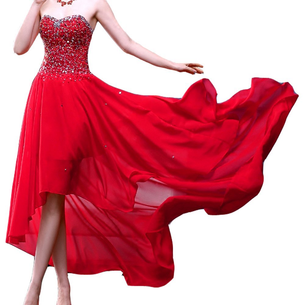 Kivary Beaded High Low Chiffon Formal Prom Dresses Evening Gowns Plus Size Fuchs