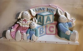 Vintage Homco 7613  Wall Art Bunny Rabbit I love You ABC Nursery Home Decor  - £10.93 GBP