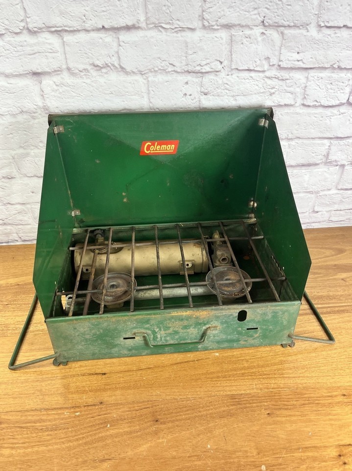 Vintage Coleman Model 425 Dual Two 2 Burner Green Gas Camp Stove Item image 2