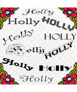 Holly Words 1-Digital ClipArt-PNG-Art Clip-Text-Gift Tag-Christmas-Clipart - $5.00