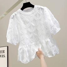 Fashion Three-Dimensional Flower Stitching  Crocheted  Blouses Woman 2022 Solid  - £217.90 GBP