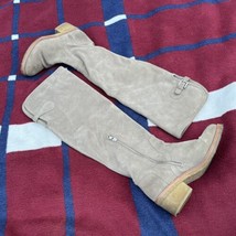 Coach Palmera suede leather beige Tall Riding Leather Block Heel Over Knee boot  - $180.00