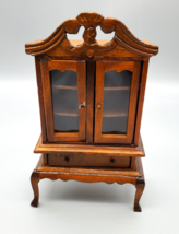 Vintage Dollhouse Furniture China Cabinet Hutch Doors Drawer Wooden Wood 6.5&quot; T - £10.34 GBP