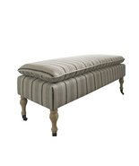 SEAT4U Linen Ticking Upholstered Pillowtop 48" Rovigo Bench-Beige Gray P... - $379.00