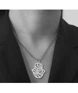 Hamsa Hand Pendant Necklace Kabbalah Amulet - Modern Good Luck Symbol Je... - £10.70 GBP
