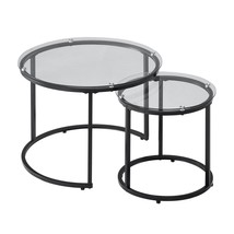 VEVOR Nesting Coffee Table Set of 2, 23.6 in Round Coffee Table, Glass Nesting T - $2,189.39 MXN