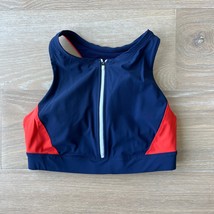 Athleta Colorblock Zip Front Bikini Top Red Navy Small - £27.05 GBP