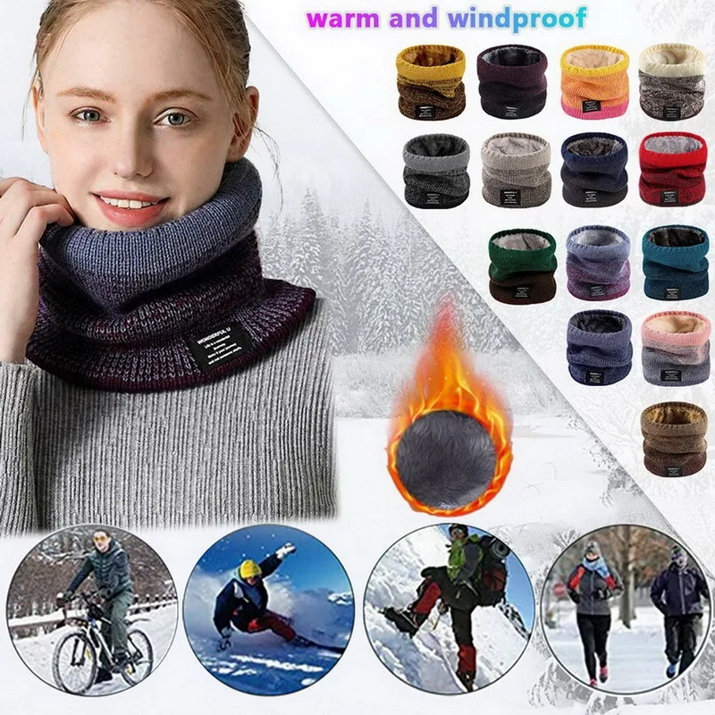House Home Winter Scarf for Men Fleece Ring Bandana Knitted Warm Solid Scarf Wom - £19.65 GBP