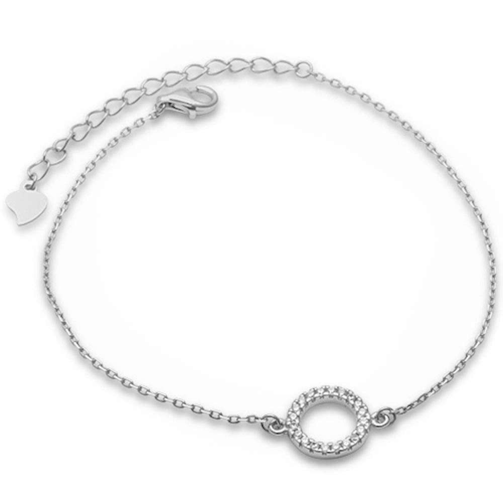 White Cubic Zirconia Circle .925 Sterling Silver Bracelet - $9.98