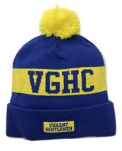 Violent Gentlemen Hockey Co. VGHC Blue &amp; Yellow Knit Pom Pom Beanie Winter Hat - $20.89